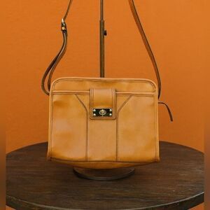 Merona Womens Coffee Brown Sleek Satchel Silver Hardware Crossbody Bag Minimal‎